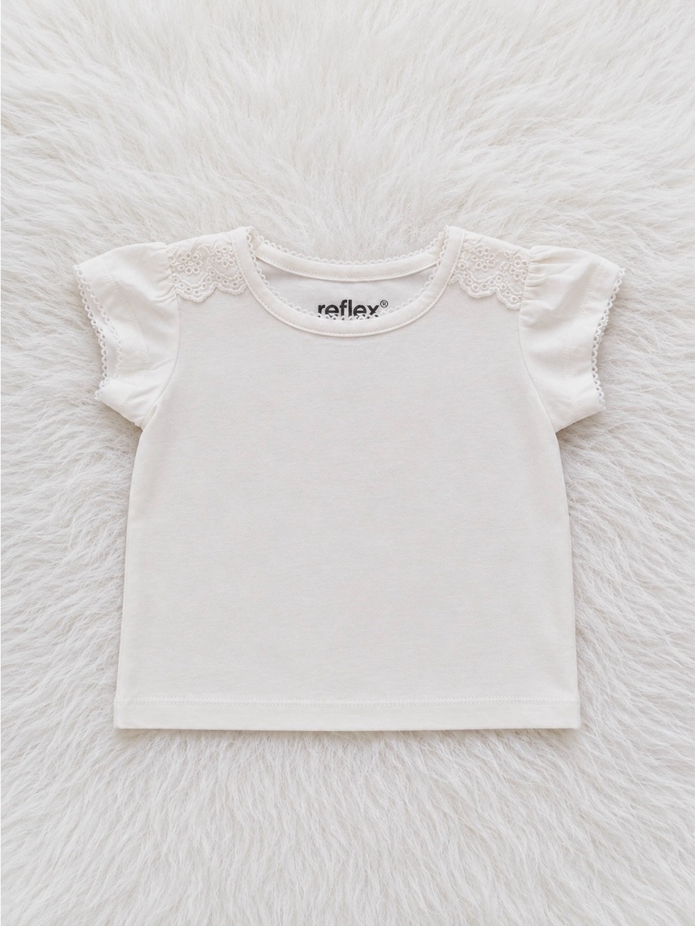 Reflex Cream Short Sleeve Tee with Lace Shoulders